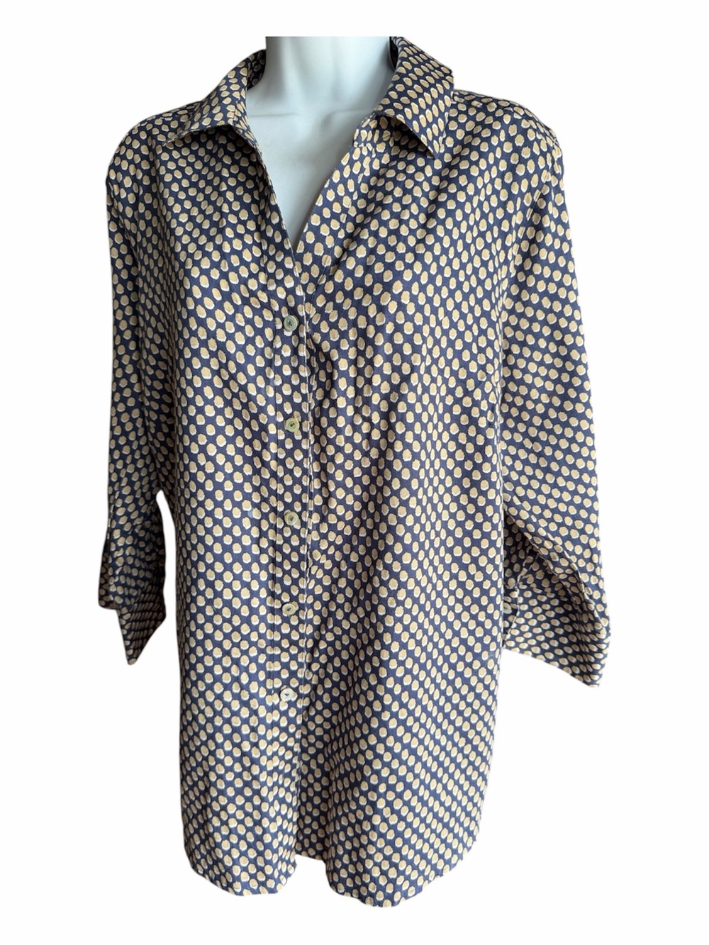 Foxcroft NYC from Nordstrom Button Down 3/4 Sleeve Shaped Wrinkle Free Blouse